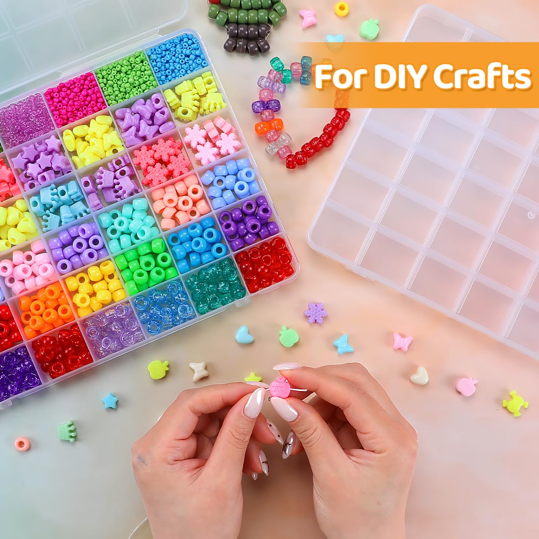 Praisebank 42 Grids Beading Storage Container Box, Perfect for Storage Beads & Small Items. (Clear / 4 Pack)