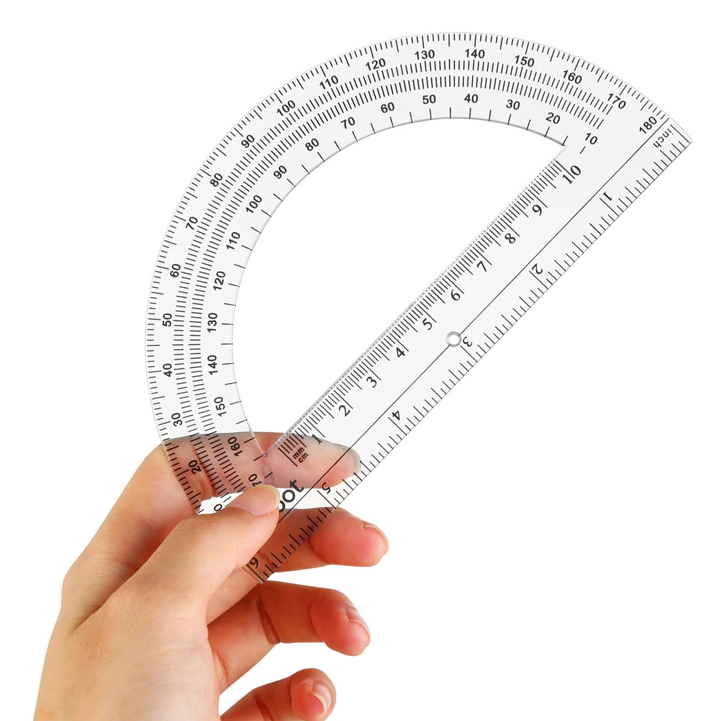 EBOOT 24 Pack Plastic Protractors Math Protractor 180 Degrees 6 Inch (Clear)