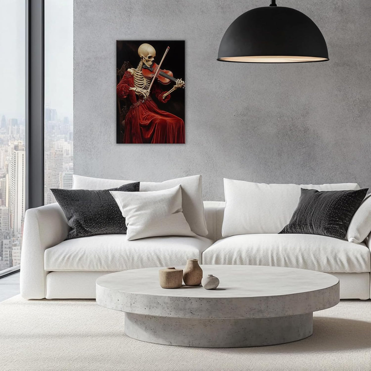OAAPITI Gothic Skull Violinist Wall Art Macabre Musician Canvas Print Edgy Dark Art Vintage Halloween Decoration for Living Room Bedroom Home Wall Decor(Artwork-9,24"x36")