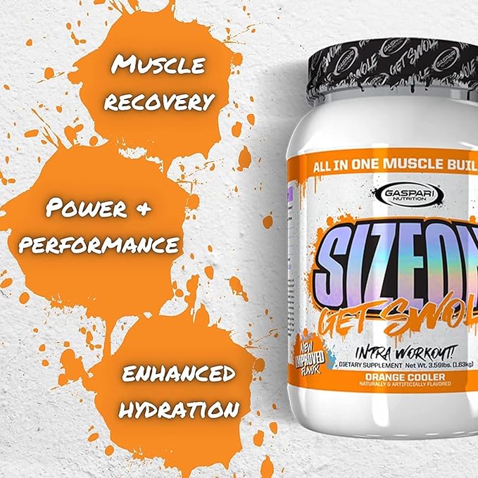 Gaspari Nutrition SizeOn, The Ultimate Hybrid Intra-Workout Amino Acid & Creatine Formula, Increased Muscle Volume & Muscle Recovery (Orange Cooler, 24 Servings)