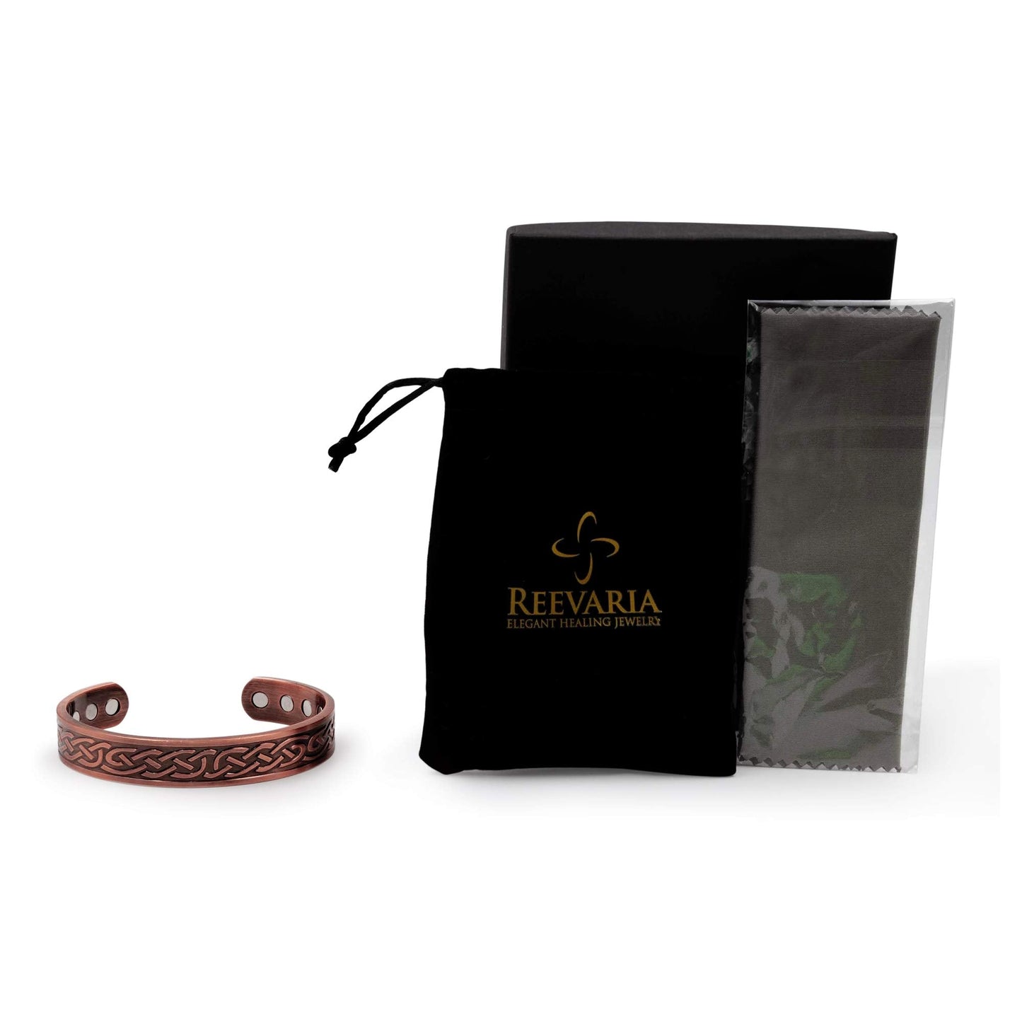 Reevaria Heavyweight Large Copper Celtic Magnetic Cuff Bracelet for Men, with 10 Magnets