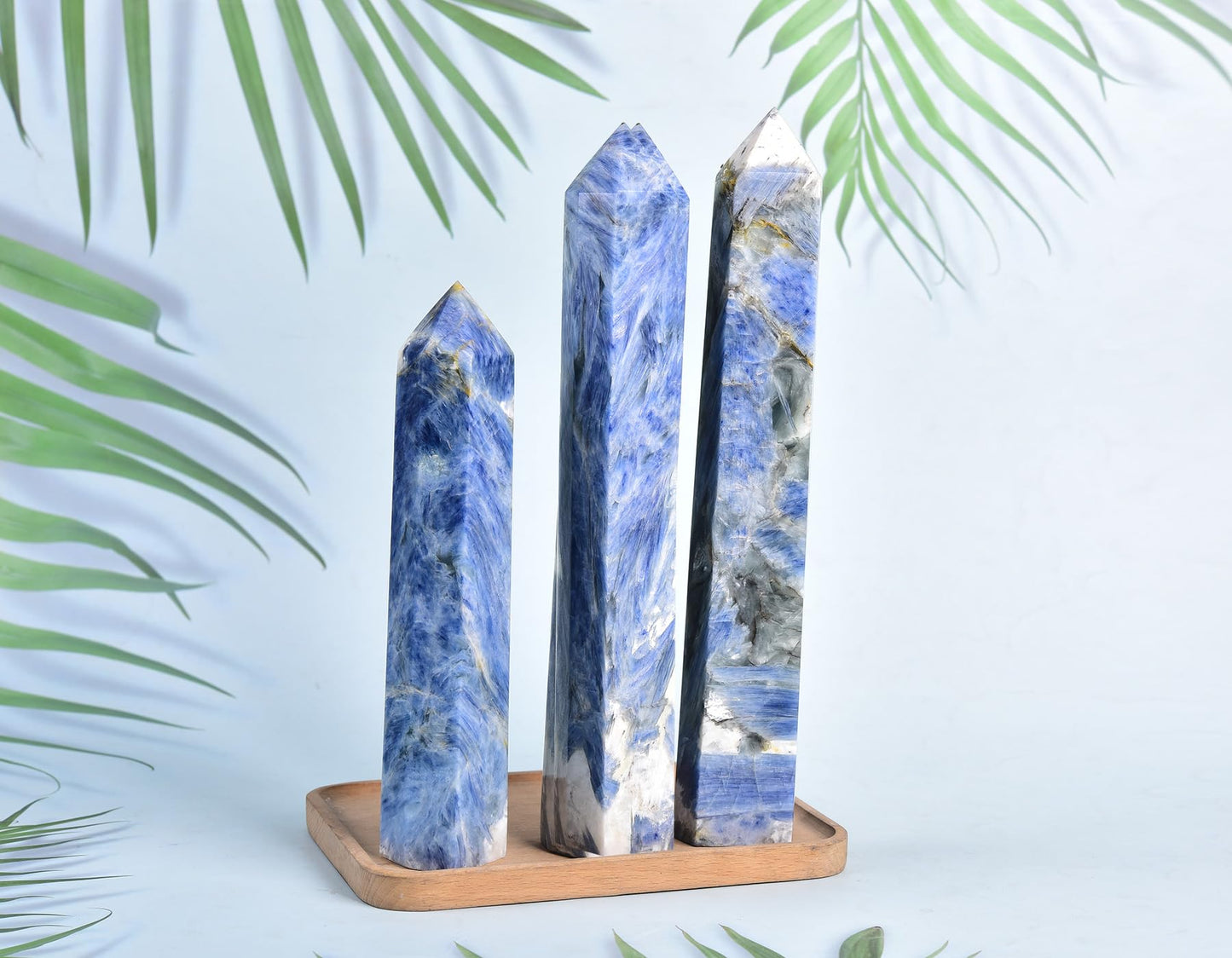 AMOYSTONE 1PC Lareg Crystal Obelisk Kyanite Natural Healing Crystal Tower Wand for Home Decor 1.8-2.2 Lbs
