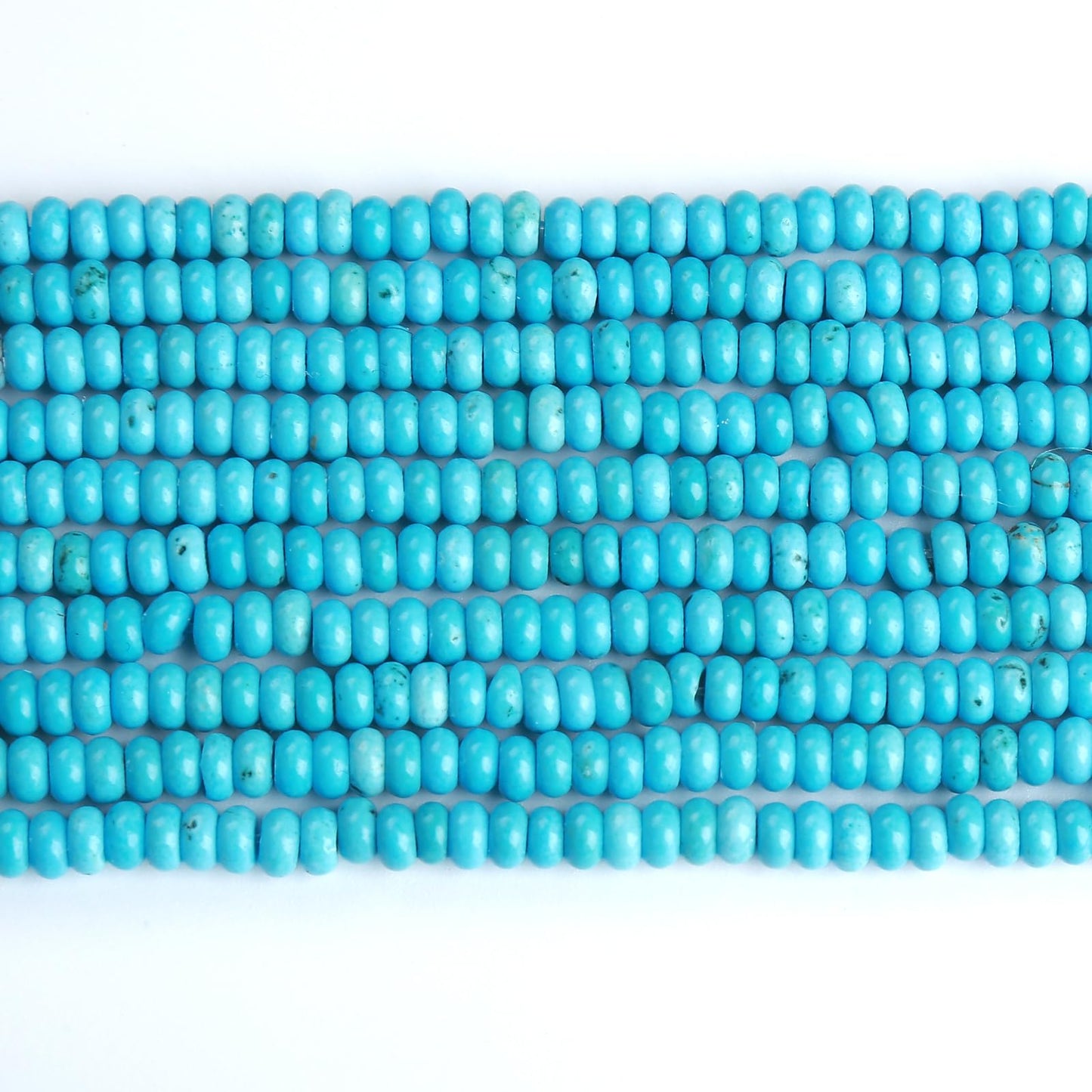 150PCS 2x4mm Natural Blue Turquoise Stone Rondelle Beads Abacus Disk Stone Beads Round Loose Spacer Gemstone Beads for DIY Bracelet Necklace Jewelry Making