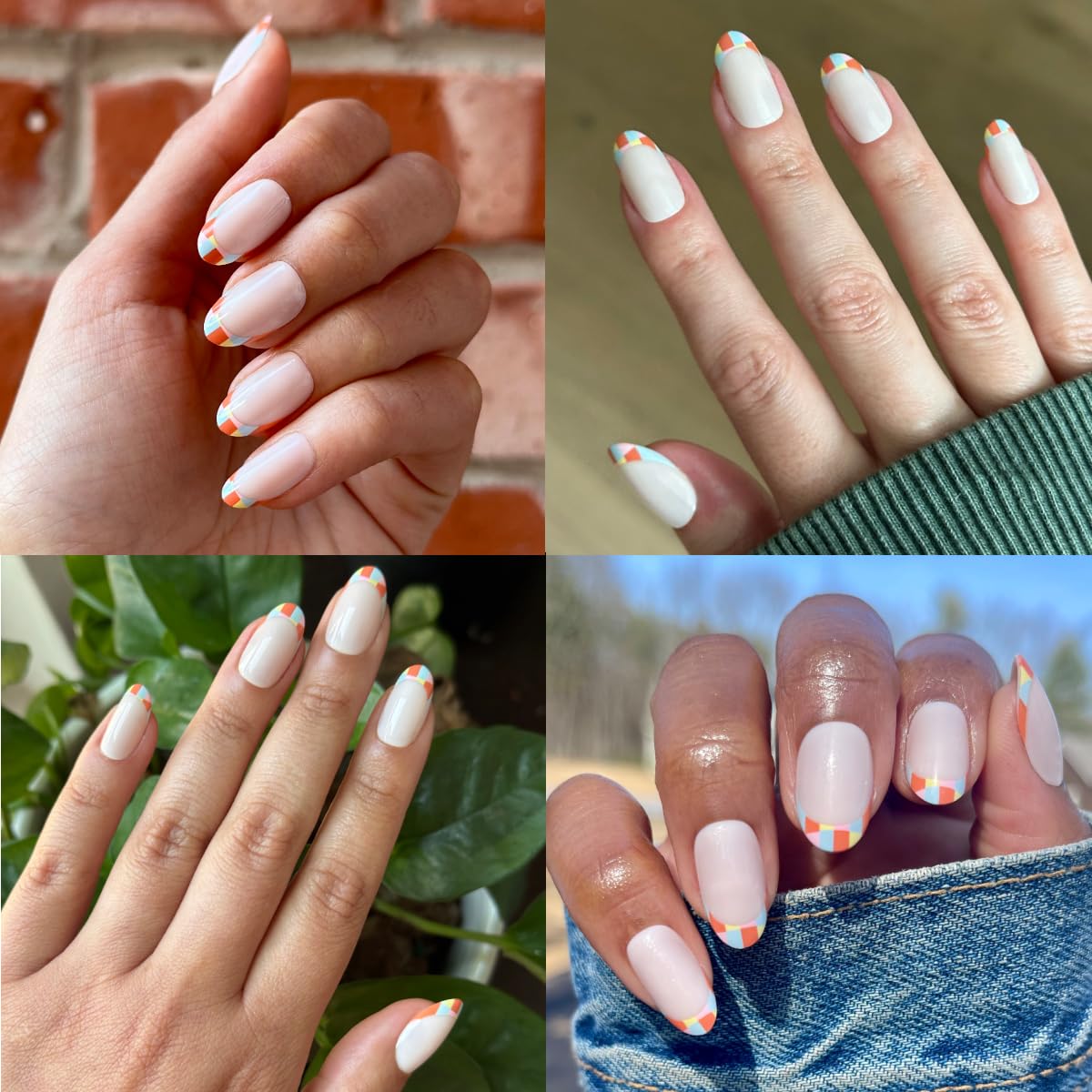 Olive & June Maximalist Instant Mani Press-On Nails (Glue) | 42 Fake Nails, 21 Sizes | Non-Toxic, Long-Lasting Big, Bold Gorgeous Realistic Look | Salon-Quality at Home | Medium, Oval | Parade French