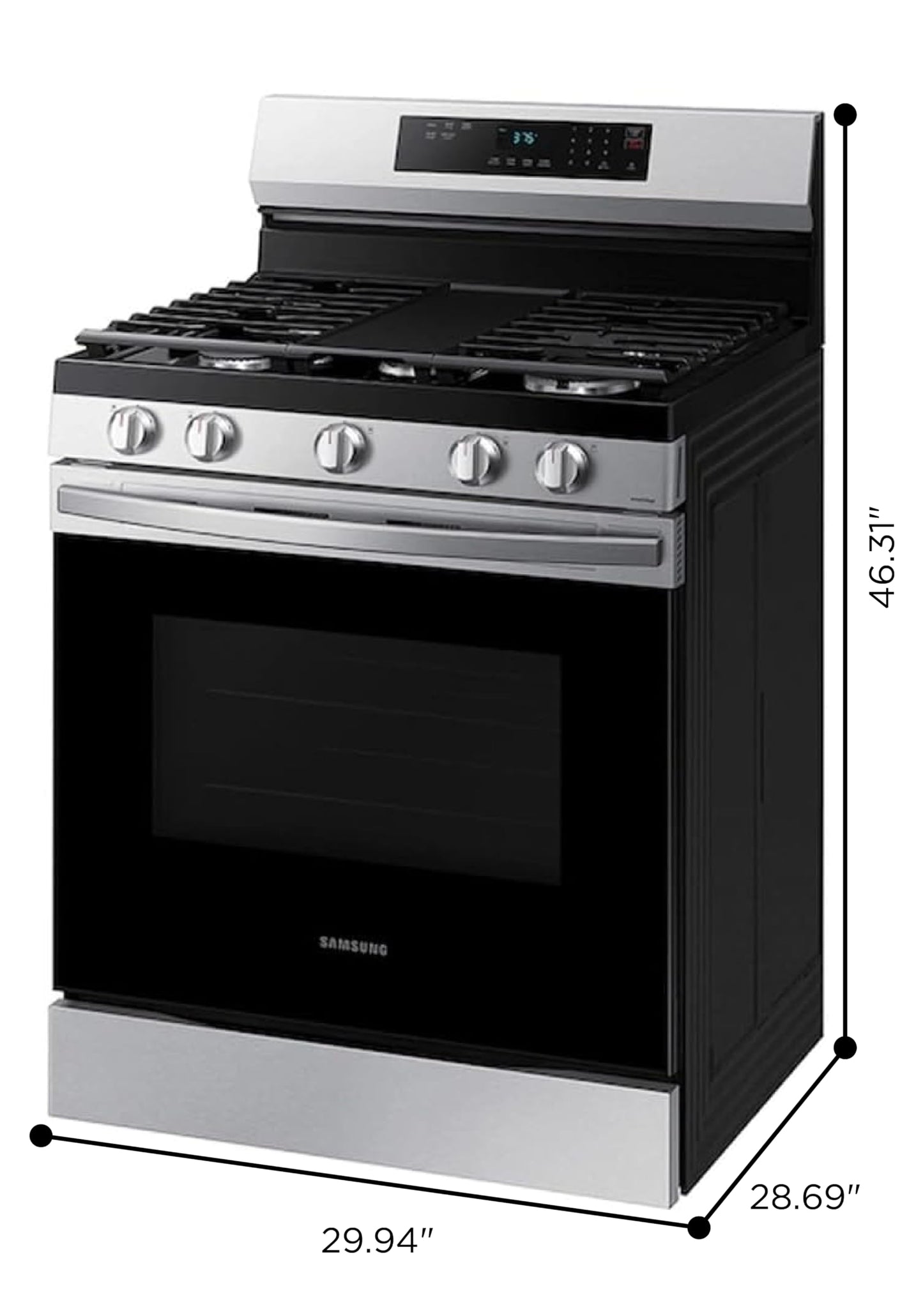 Samsung 6.0 Cu. Ft. Smart Freestanding Gas Range with 18K BTU Dual Ring Power Burner and Self Clean, Stainless Steel, NX60A6311SS/AA