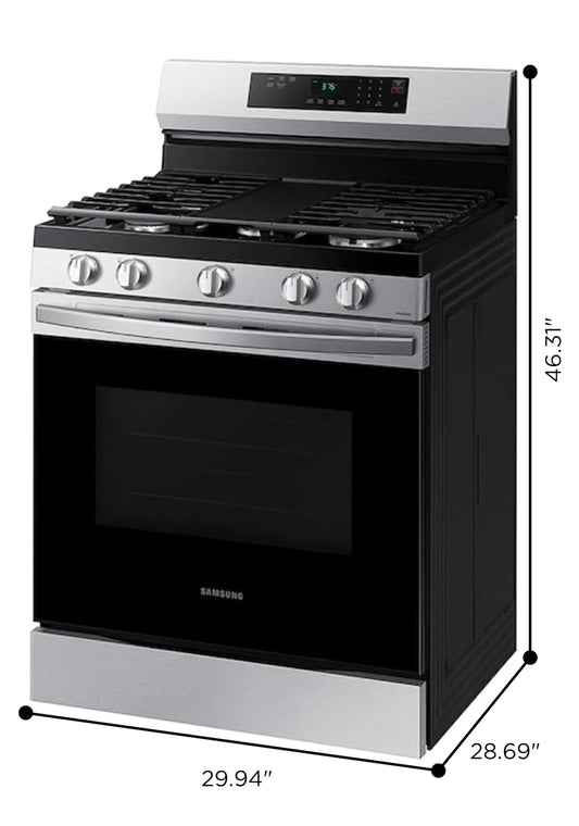 Samsung 6.0 Cu. Ft. Smart Freestanding Gas Range with 18K BTU Dual Ring Power Burner and Self Clean, Stainless Steel, NX60A6311SS/AA
