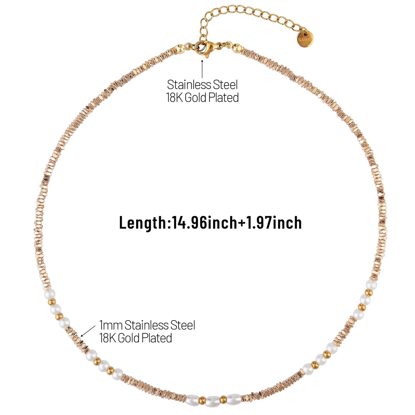 Sparking Gold Lmitatuon Pearl Necklace Beach Jewelry Pearl Summer Necklaces For Women (Golden)