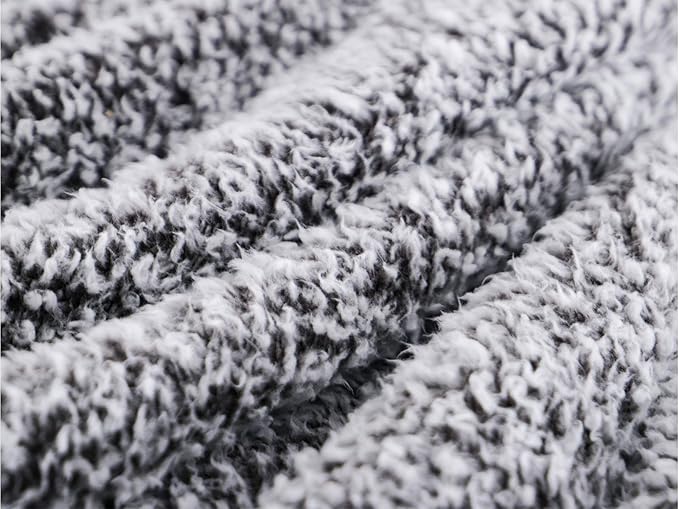 EMME Fuzzy Blanket Soft Fleece Throw Blankets for Women, Fluffy Sherpa Throws(Plush Grey 1,60"x80")