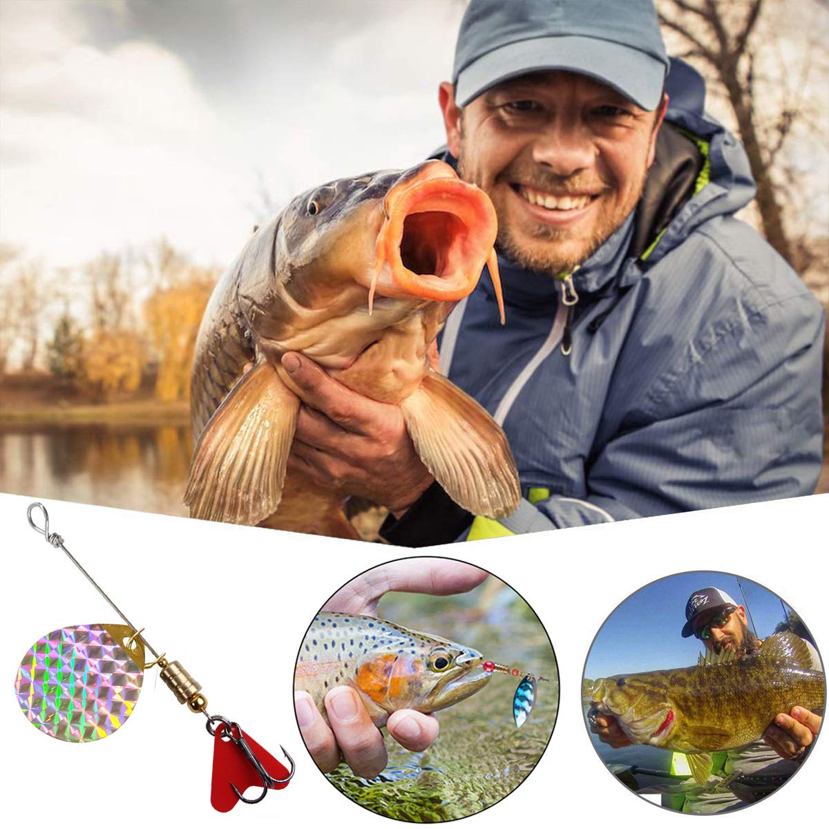 Fishing Spinner Bait Making Kit, 261pcs DIY Fishing Lure Making Kit Buzzbait Spinnerbait Colorado Blades Fishing Spoon Rigs Treble Hook Make Your Own Lures for Bass Trout Walleye Spinner