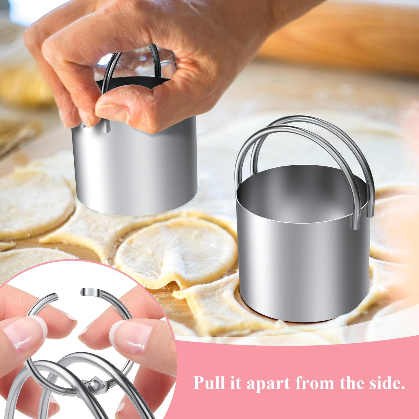 Frapkom Biscuit Cutter Set, Dough Blender, Pastry Cutter, Biscuit Cutter, Dough Cutter,Pastry Cutter Set, Round Sifter,Baking Dough Tools for Cooking Cookies (3 Pcs/Set)