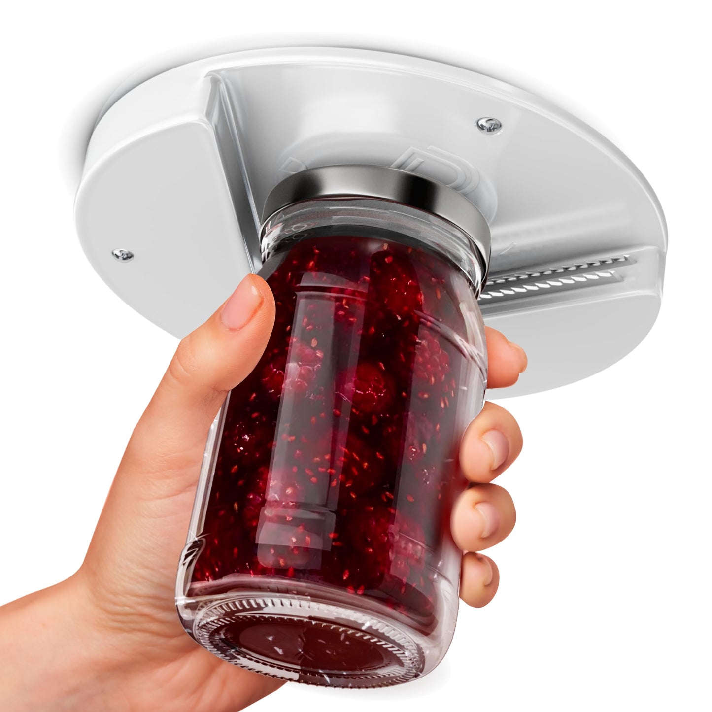 Under Cabinet Lid Jar Opener - for Weak Hands and Seniors with Arthritis - Heavy Duty, Allows to Easily Unscrew Any-Size Lid - Effortless Bottle & Can Opener for your Kitchen