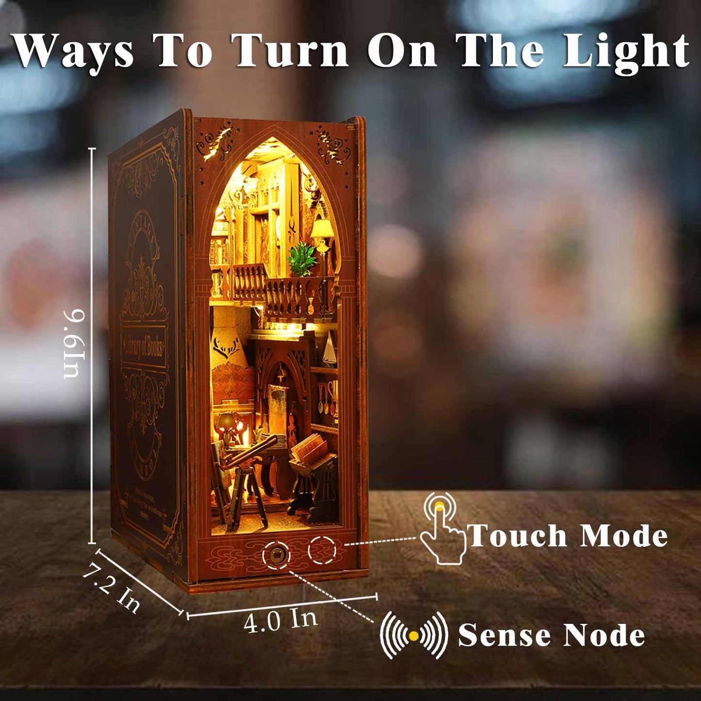 Funle Book Nook Kit for Adults, DIY Wooden Miniature House Kit, 3D Puzzle Crafts for Adults, Creative Book Nook Insert for Bookshelf