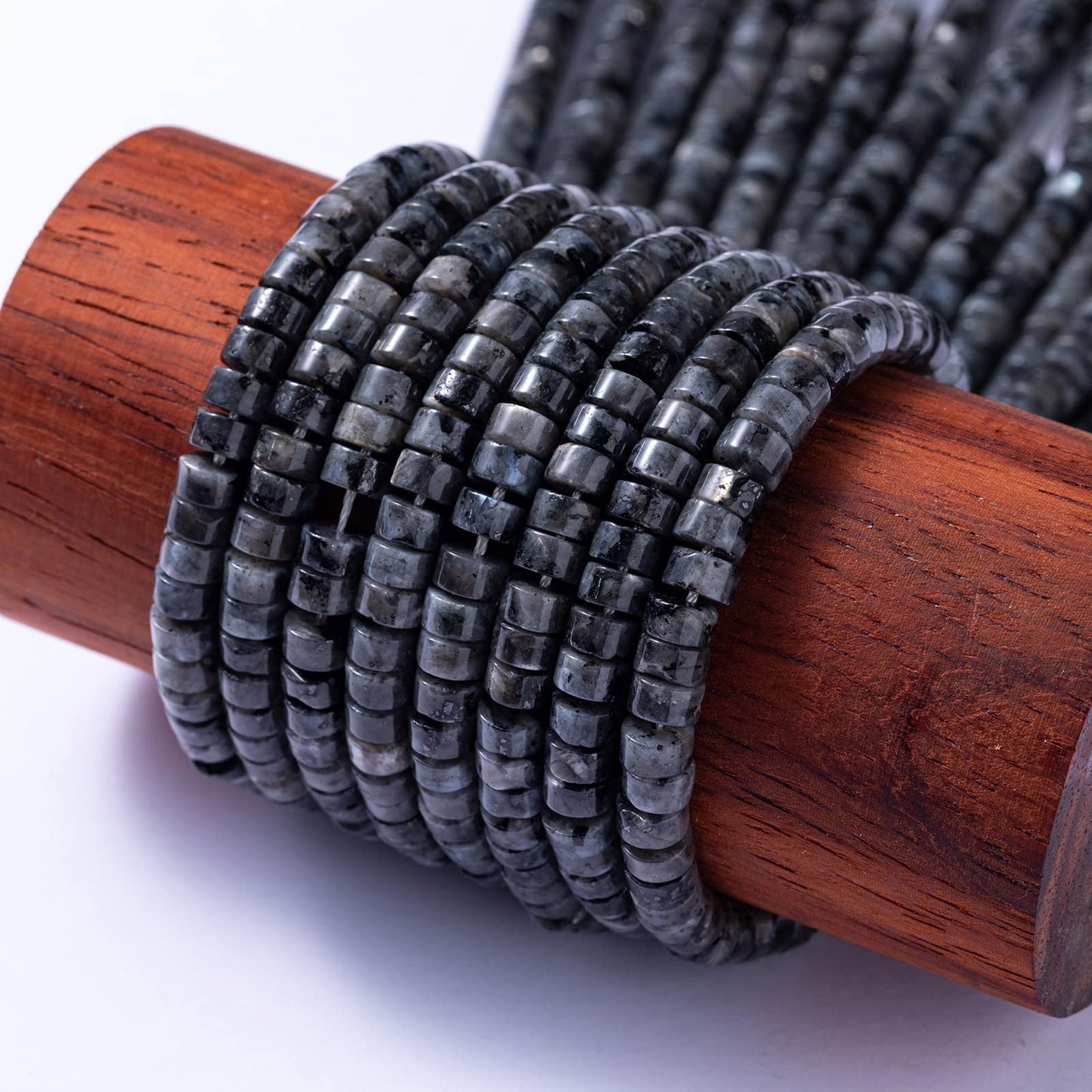 Natural Black Spectrolite Stone Spacer Beads 6x3mm 38cm/str Flat Round Loose Semi Gemstone Caps for Making Bracelets Necklace