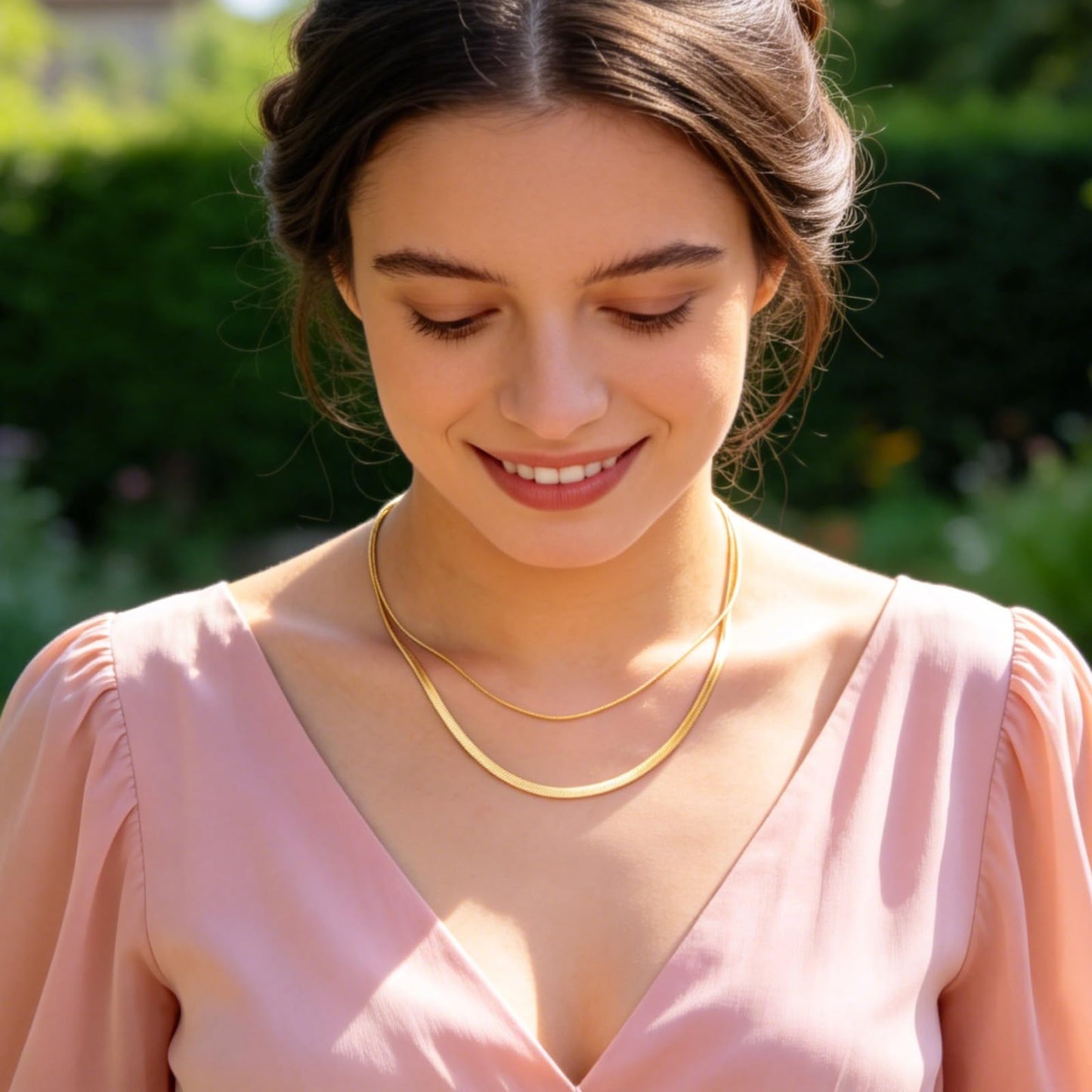 MAIKERDER Layered Necklaces for Women, 18K Gold Plated Layering Necklaces Stackable Thin Snake Chain Choker Flat Herringbone Necklace Dainty Stacking Simple Gold Necklace for Women Trendy Non Tarnish