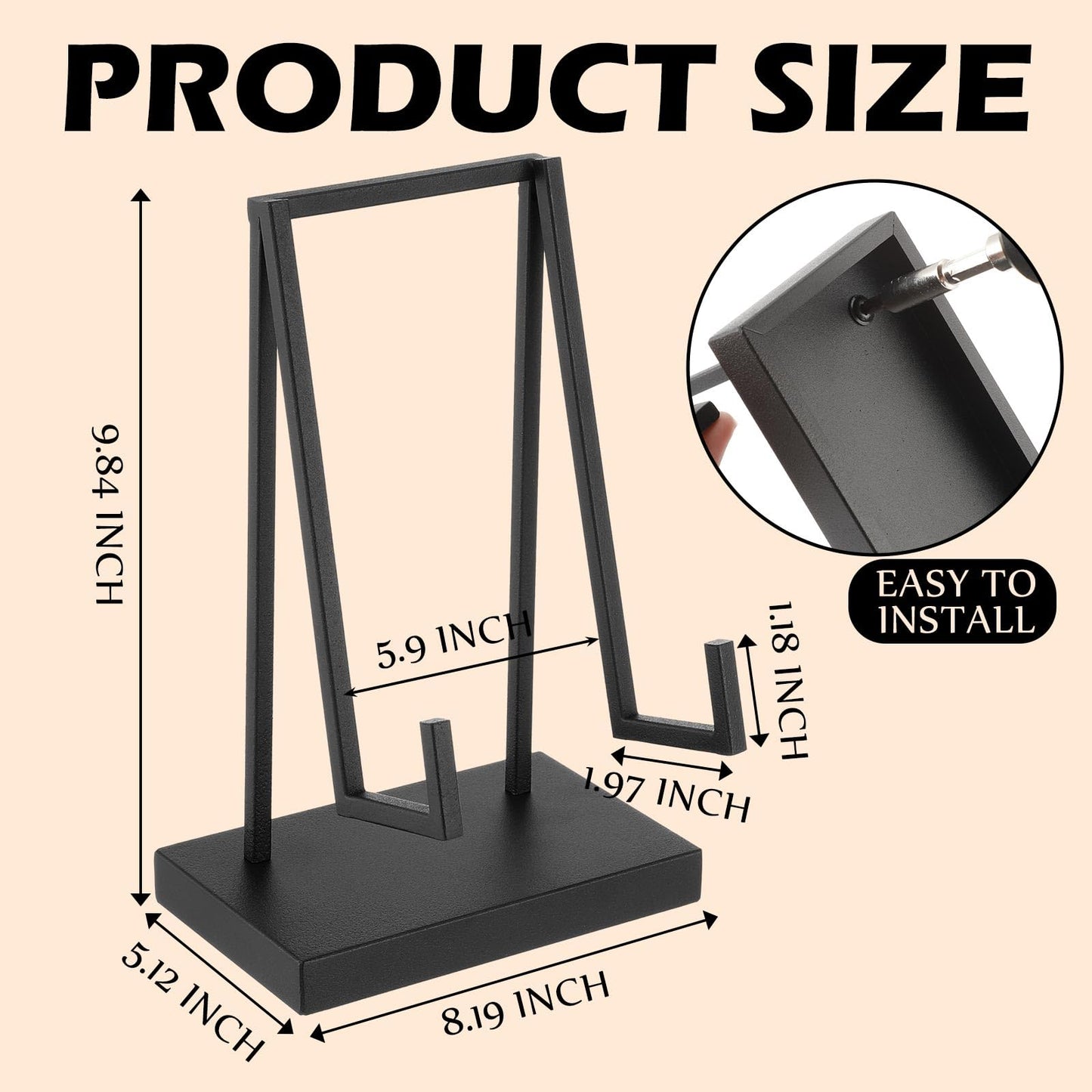Shimeyao Metal Display Easel Stand Black Tabletop Easel Stand Modern Abstract Tabletop Display Holder for Books Plate Photo Frame Artwork Record Albums (8 x 5 x 10 Inch)
