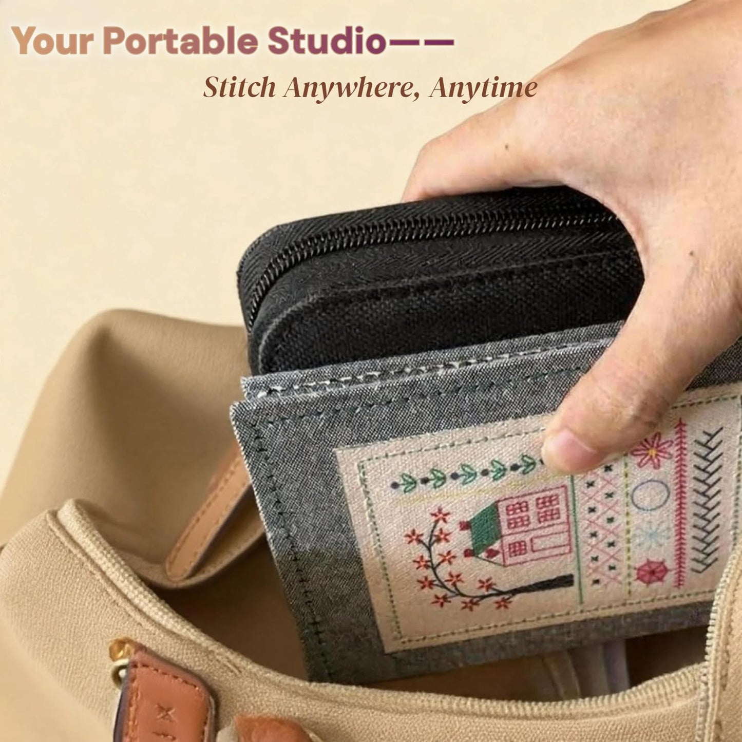 2026 Upgraded Embroidery Stitch Book & Complete Kit for Beginners | Includes Embroidery Hoop,86 Tools,65 Water-Soluble Patterns & 106 Stitches With Guides,Portable Craft Set for Adults & DIY Lovers