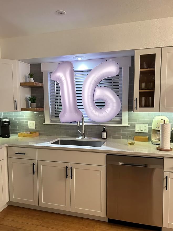Number 6 Foil Balloon 40 Inch – Cream & Purple Mylar Number Balloon for Birthday, Graduation & Anniversary