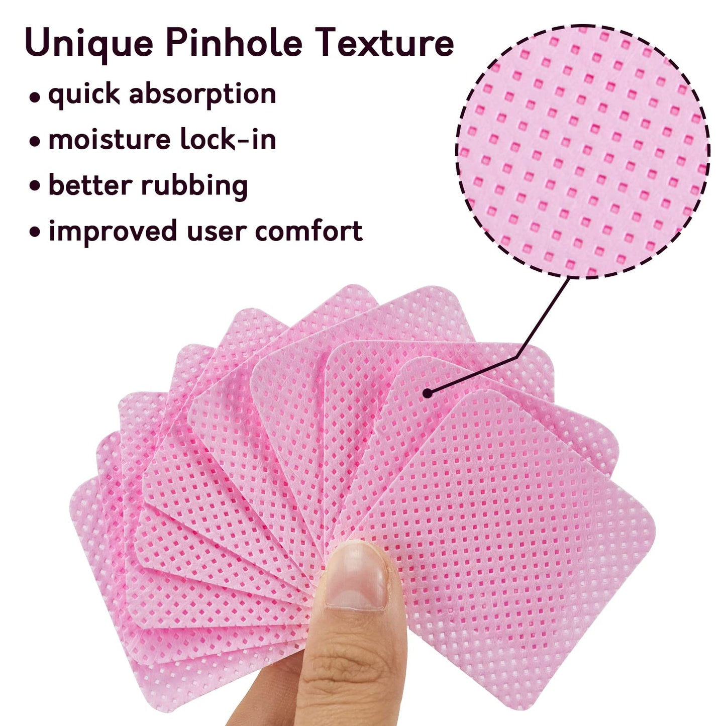 Bcowos Pink Lint Free Nail Wipes- 2000PCS Super Absorbent Nail Polish Remover Pads- Lint Free Wipes for Nail Polish Removal, lash Extensions Application, Nail Care