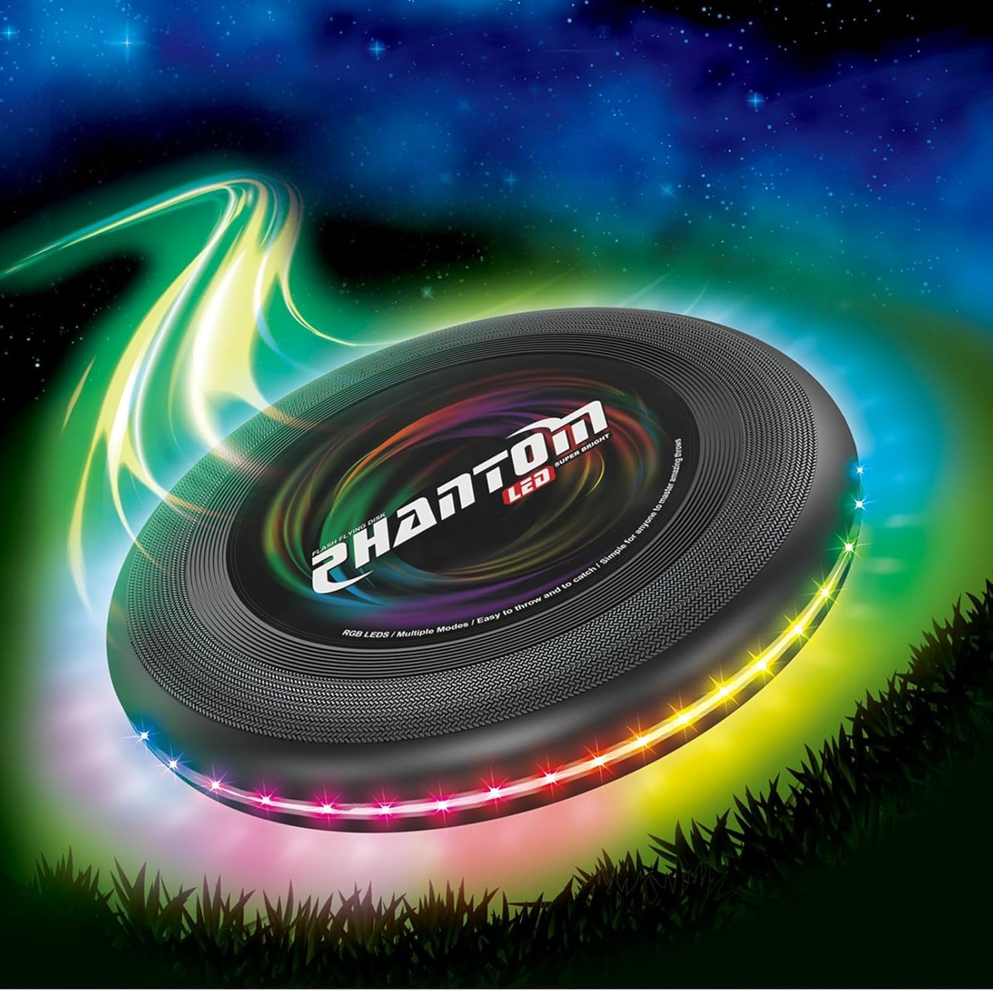 StyleBoon Flying Disc with Million Colors, 10.6 Inch 13Lighting Modes 41 Bright Waterproof Flying Ring,Camping for Kids Teens Adults Boys Girs, Perfect forAges 6+, Gift for Kids, Black