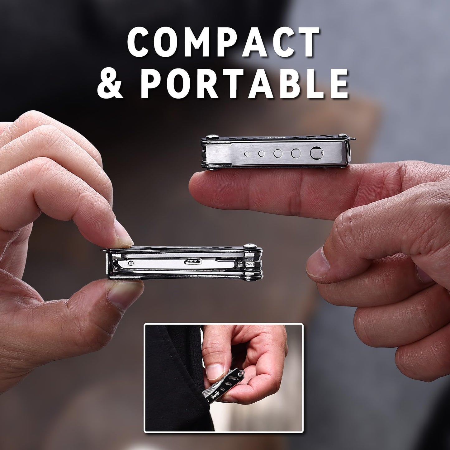 OUTU Nail Clippers Multitool,Nail File,Bottle Opener,Utility Tool with Gift Box(Black)