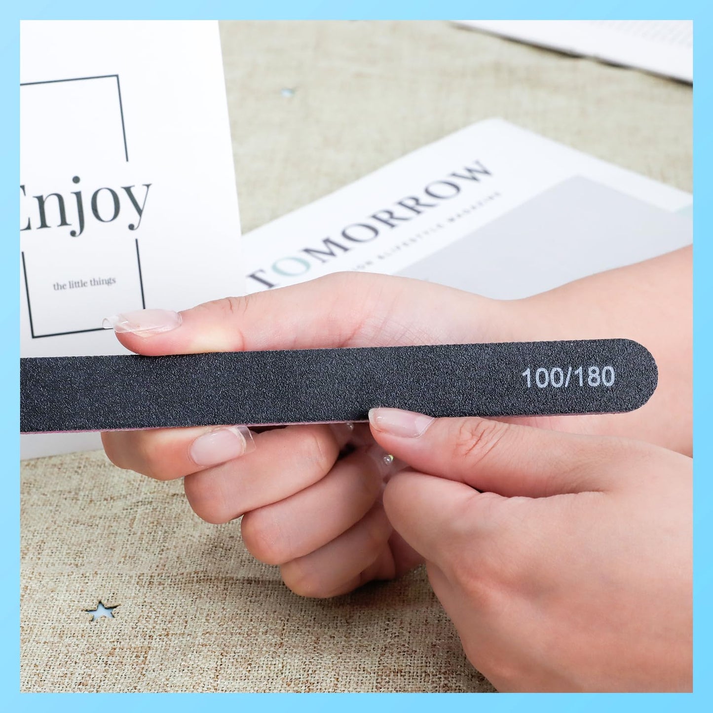 Makartt Nail File, 100/180 Grit Emery Boards for Nails, 20 Pcs Black Professional Washable Filer Kit for Medium and Gentle Filing Manicure Tools