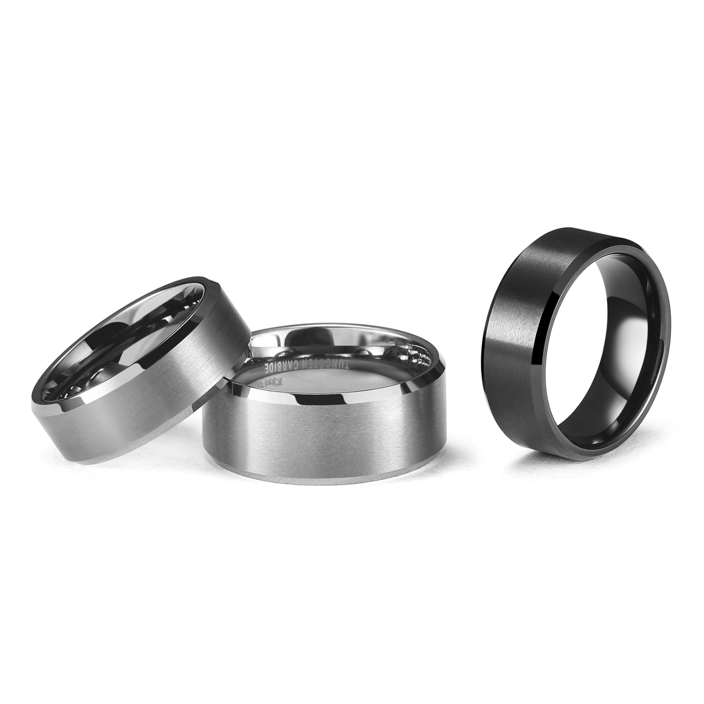 King Will 8mm Basic Wedding Ring For Men with Brushed Matte Surface Beveled Polished Edge Comfort Fit 9