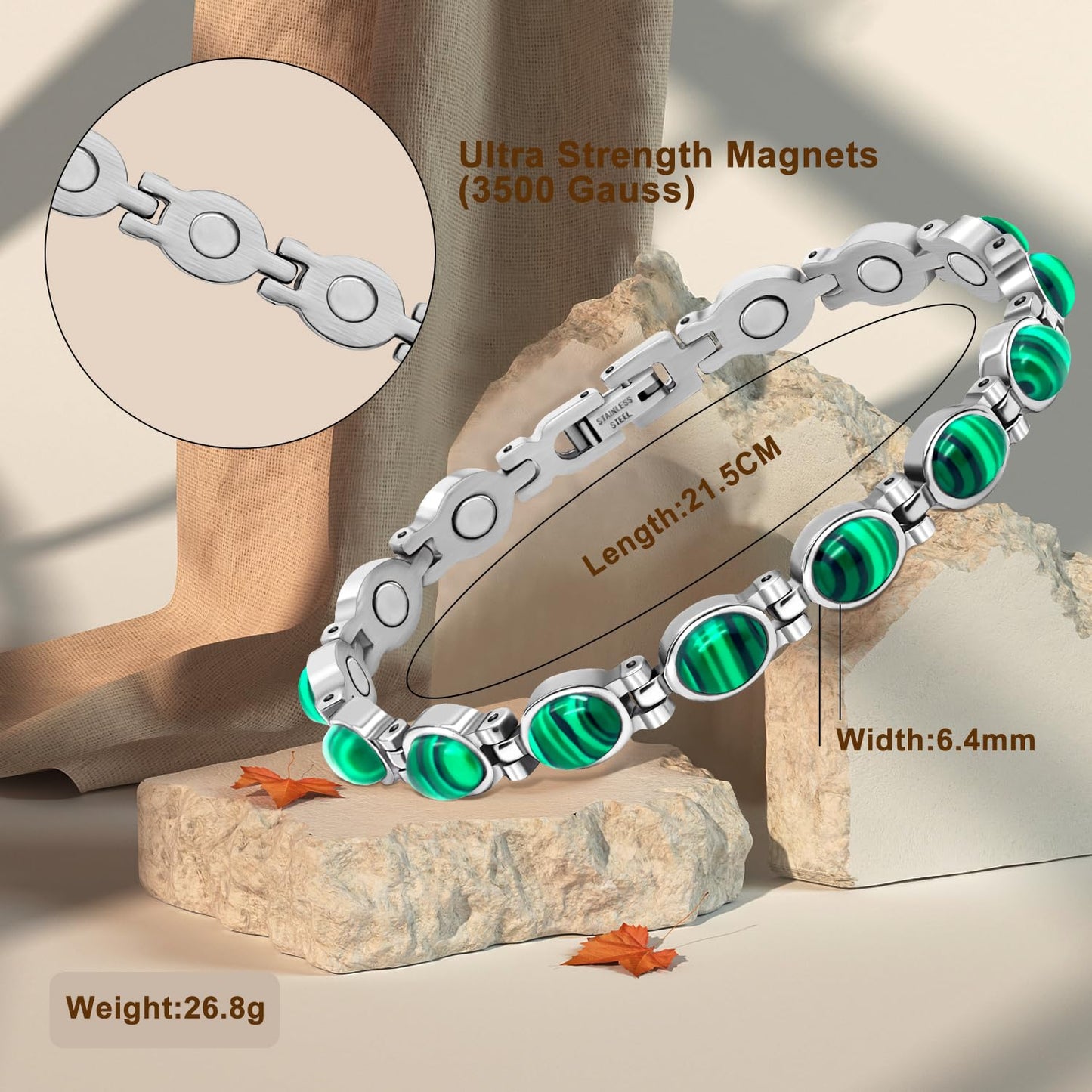JEROOT magnetic bracelet for women men unisex, Stainless Steel