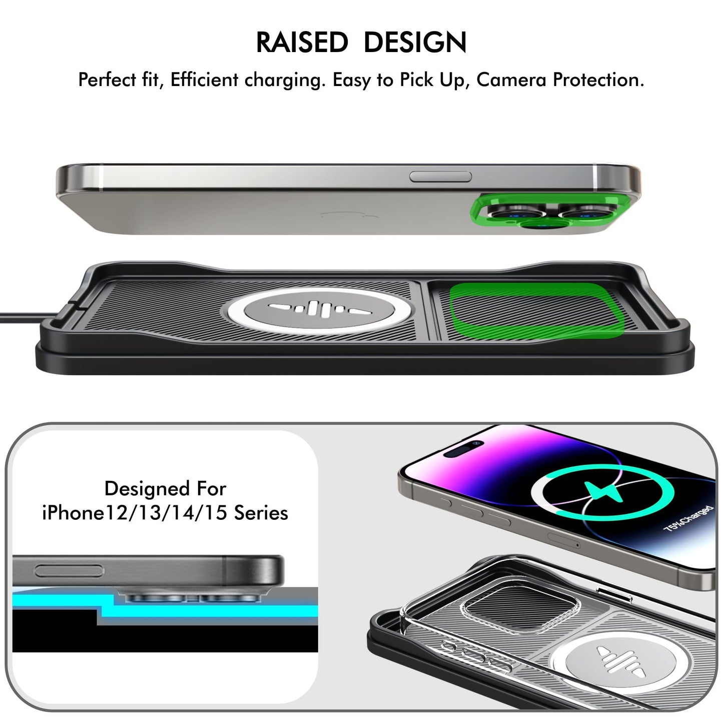 Car Wireless Charger Pad, 15W Fast Non-Slip Wireless Charging Pad for Car with 20W Car Adapter, Compatible with iPhone 17 16 15 14 13 12 Pro Max AirPods,100CM Cable
