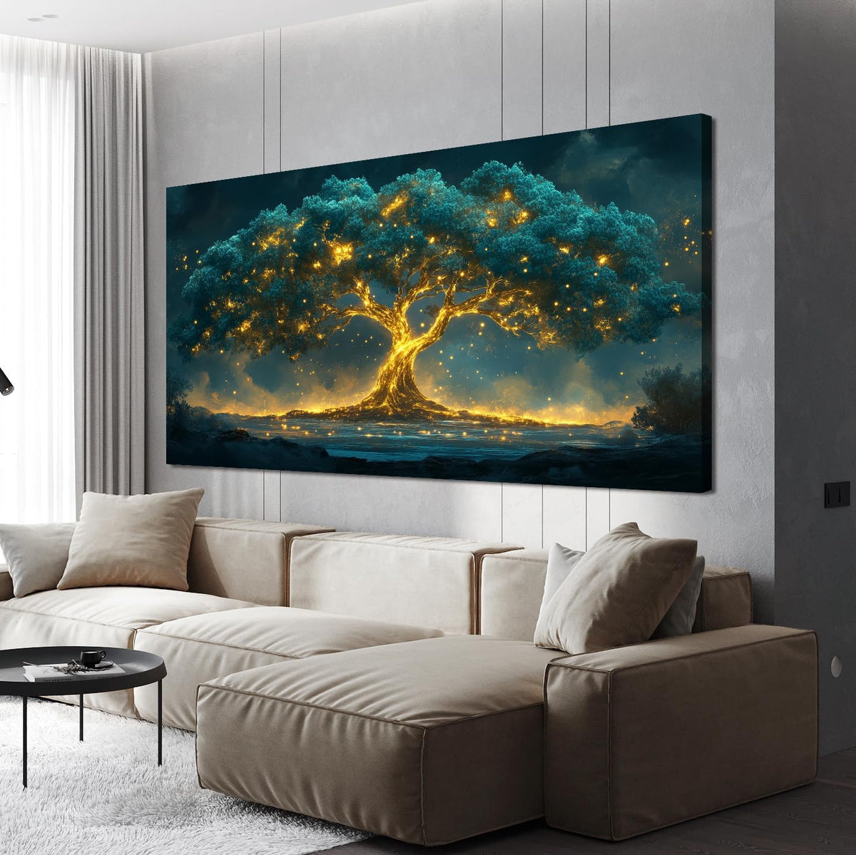 Canvas Wall Art Decor Artwork for Walls Green Wall Art Decor Tree of Life Wall Art for Living Room Wall Art Paintings Prints Gold Tree Wall Decor Art Art Work for Room Home Office Wall Decor 24" X 48"