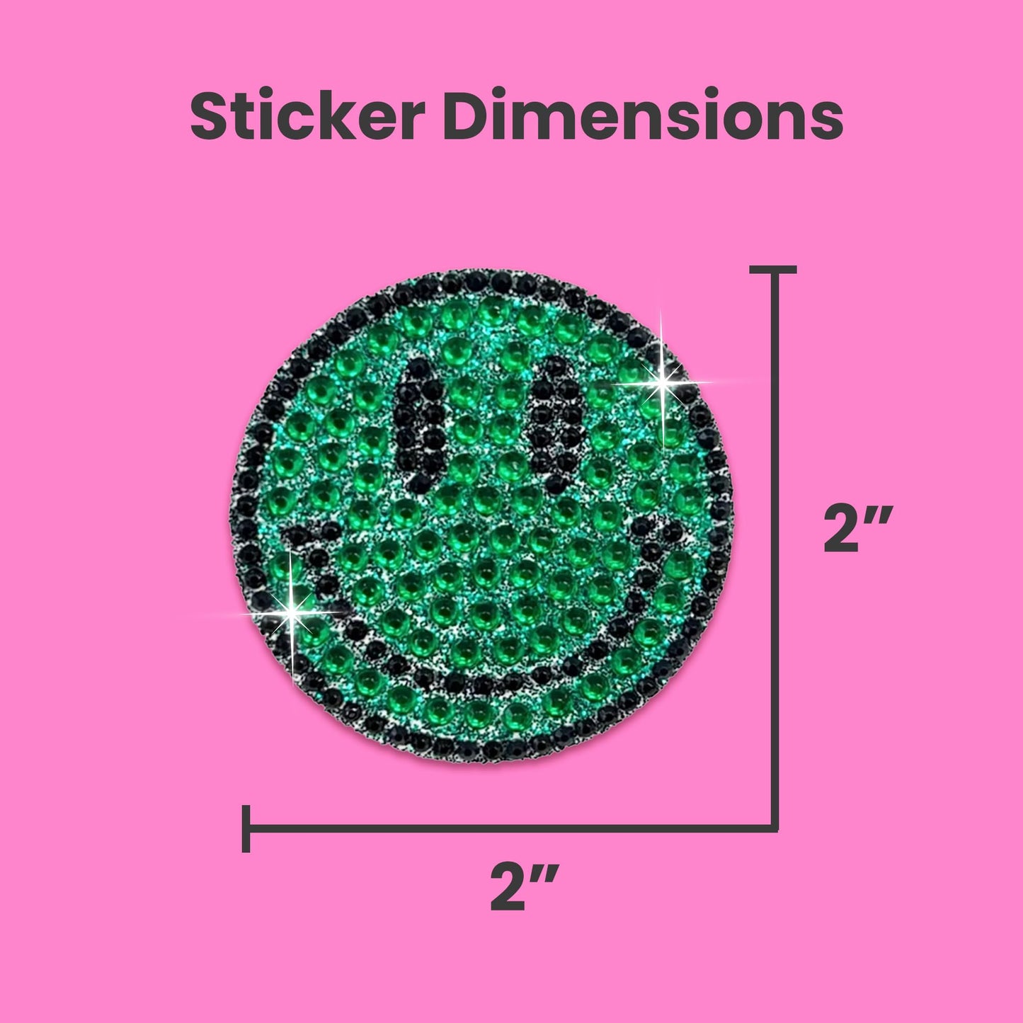 StickerBeans® Rhinestone Stickers - Green Team Spirit Sticker Pack, 2” x 2” Each, Unique Sparkly Cut-to-Shape for Collecting, Trading, Decorating Laptops, Phone Cases, Scrapbooks