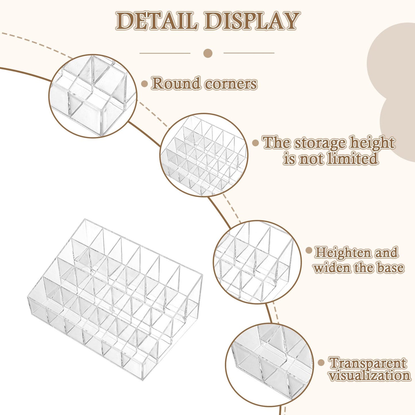 Lolytama 24Slots Essential Oil Holder，Plastics Essential Oil Storage,for Bottles Perfumes and Nail Polish Shelf，Essential Oil Organizer,Makeup Storage Rack
