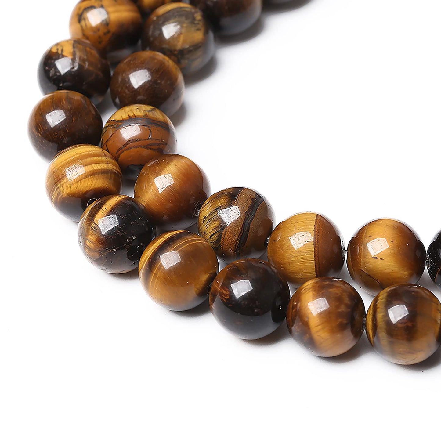 Natural Yellow Tiger Eye Stone Beads Semi Gemstone Round Loose Beads for Jewelry Making 8MM 45PCS 15" DIY Bracelet Necklace Earrings
