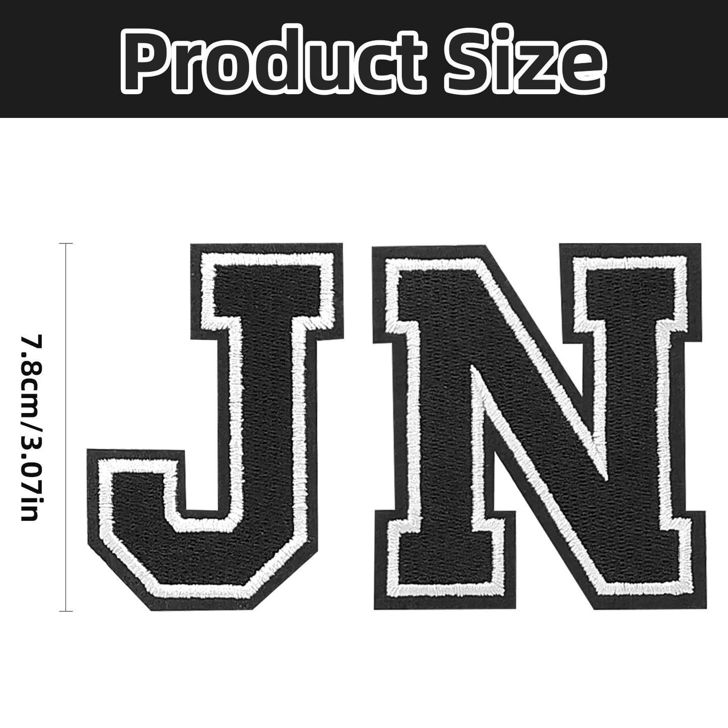 TXSN 26pcs Iron on Letter Patches, Fully Embroidery Varsity Letters A-Z Patches for Clothing Jacket Backpacks Hat and More, 3.1" Black