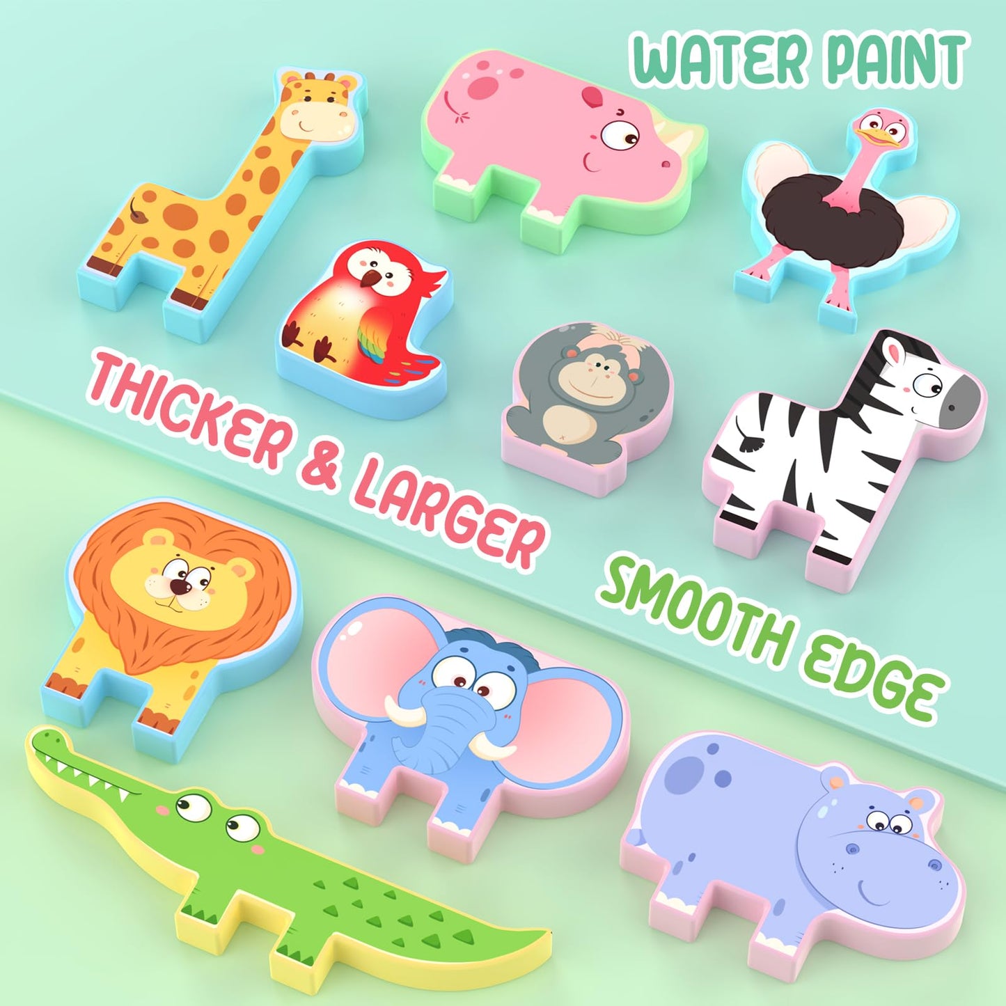 Zeoddler Montessori Toys for Toddlers, 10 Pack Wooden Animal Stacking Blocks, Sorting & Stacking Preschool Learning Activities, Gift for Boys, Girls