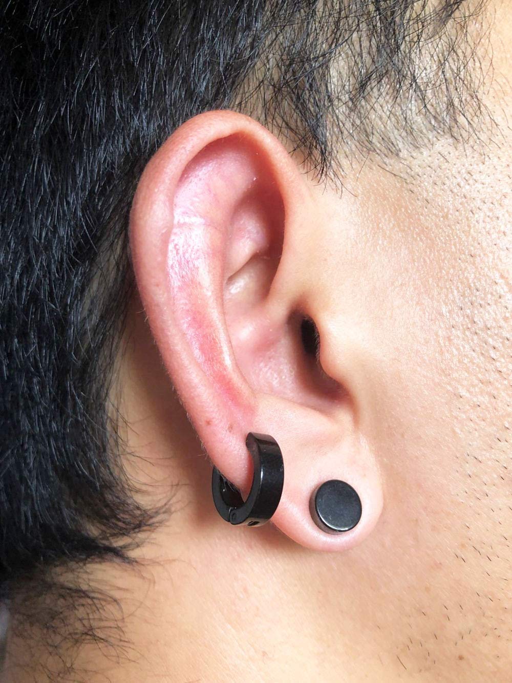 6 Pairs 9MM Non Piercing Cip on Hoop Earrings 8MM Magnetic Fake Gauges Earrings Studs