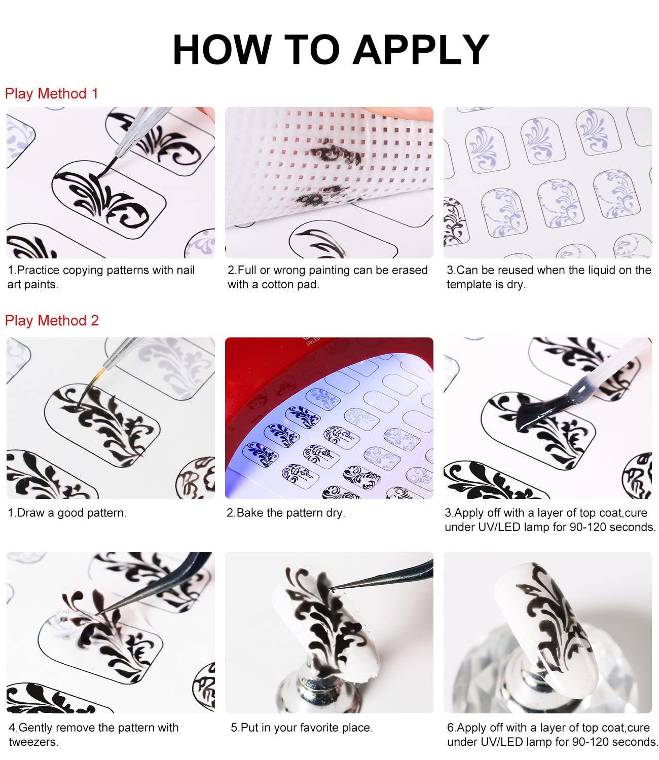 Nail Art Book Design Practice With 3pc Rose Gold Nail Liner Pen 360pcs Nail Wipes Lines Drawing Painting Template Learning Book Manicure Tools For Beginner (white)