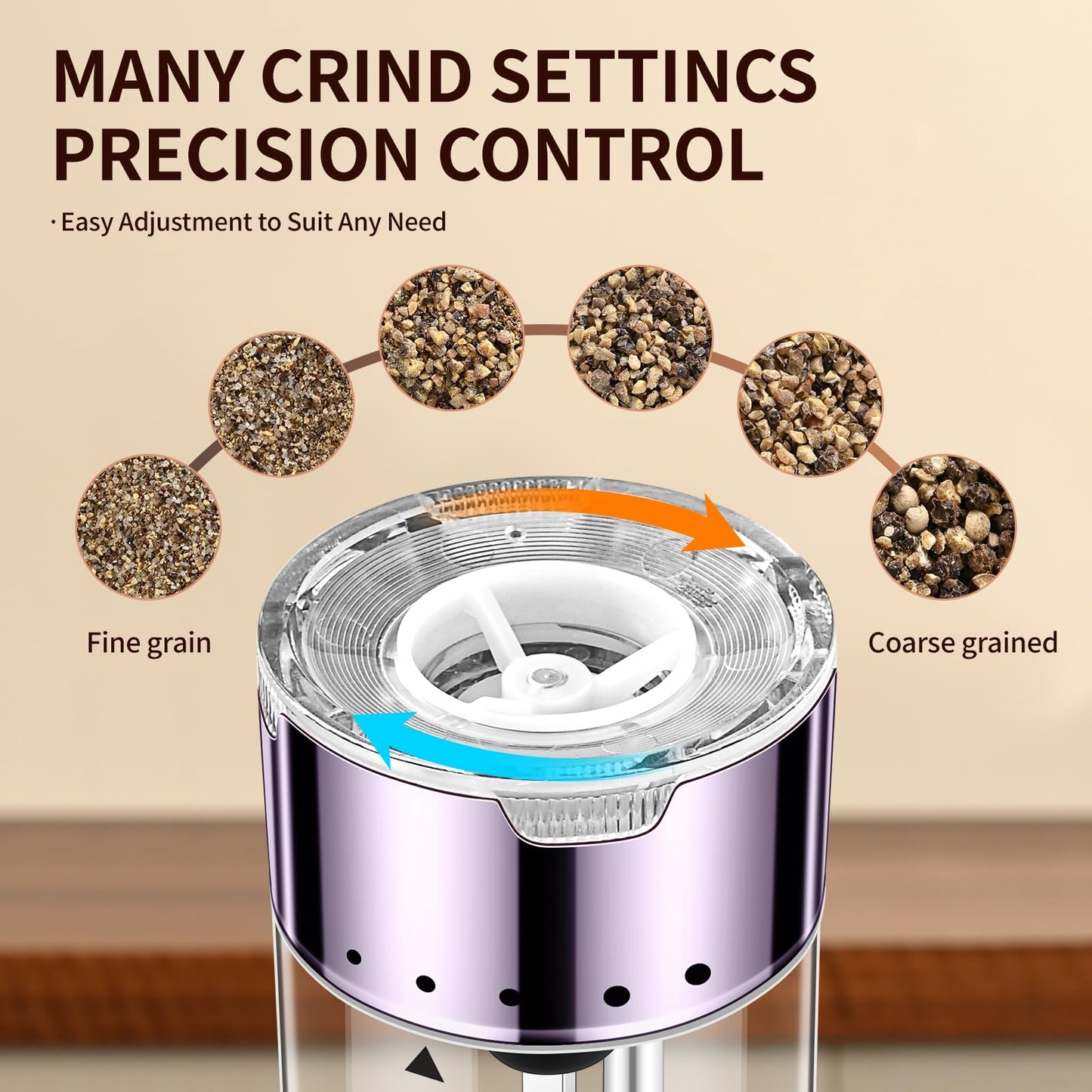JASUNMI Rechargeable Salt & Pepper Grinder Set - Electric Automatic Grinder, Adjustable Coarseness, LED Light, One-Hand Operation, Stainless Steel & Acrylic, USB Charging, Purple (Set of 2)
