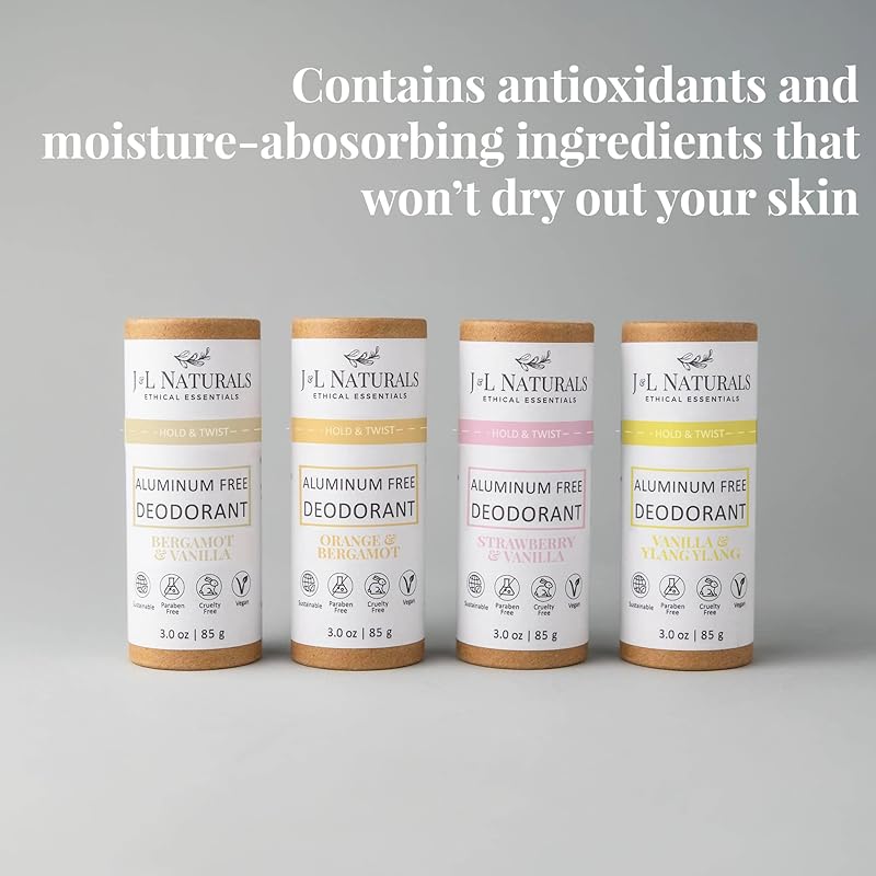 J&L Naturals Aluminum Free Deodorant for Men & Women | 100% Natural Ingredients With Coconut Oil, Shea Butter, & Essential Oils | Sustainable, Eco-Friendly (Floral & Fruity, 3.0 Oz (Pack of 4))