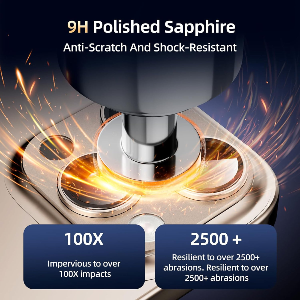 Compatible with iPhone 16 Pro Max Camera Lens Protector,[Shatterproof] [Strong Adsorption][AR Anti-Reflection] 9h Metal Aluminum Alloy Tempered Glass Camera Cover,Gold
