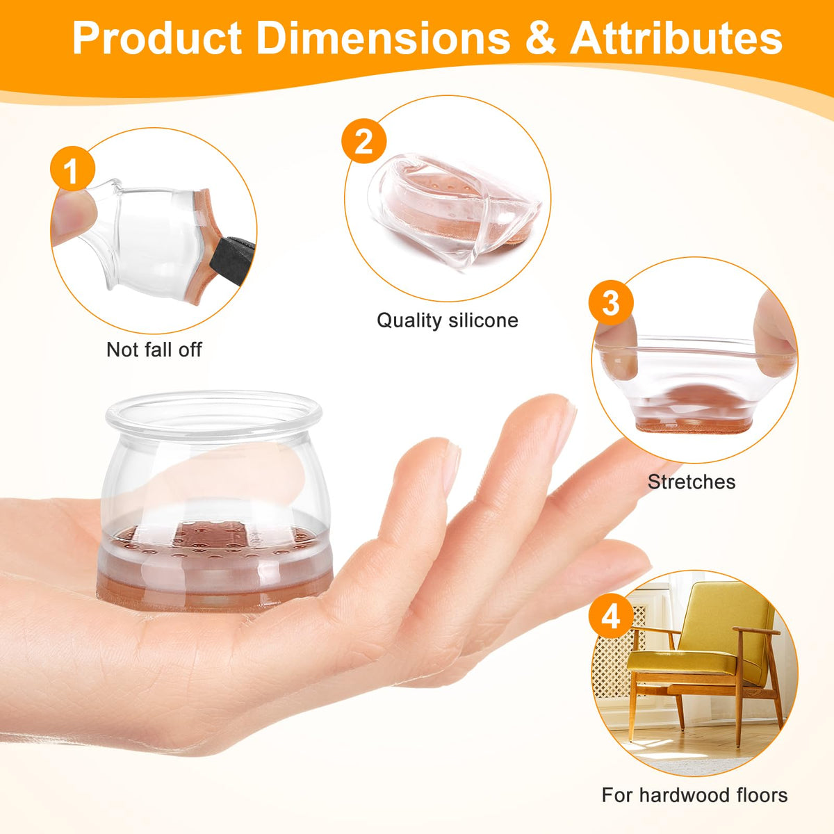 36 Pack Chair Leg Floor Protectors for Hardwood Floors (36 Count)