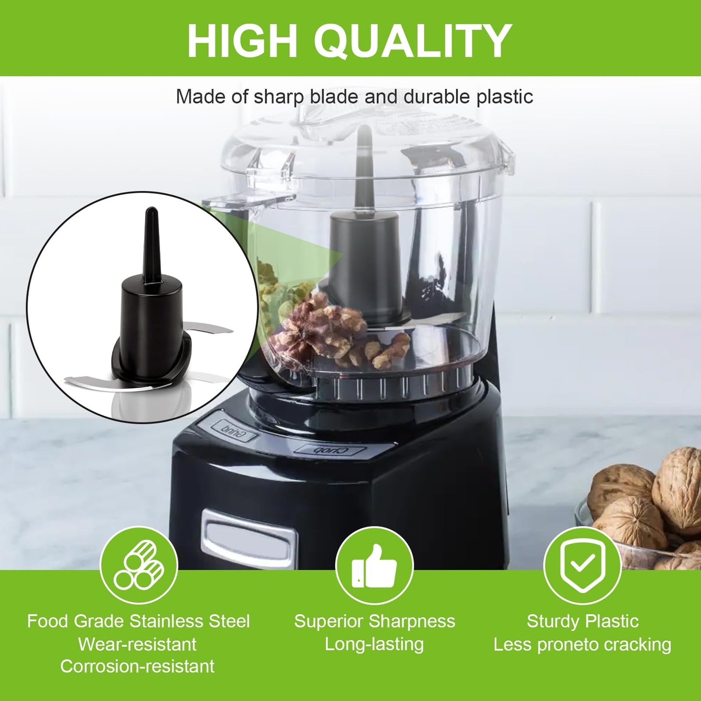 DLC-2ACBN Chopping Blade Fits Cuisinart Mini Prep Plus DLC-2A, Food Processor Blade Compatible with Cuisinart Food Processor Replacement Parts (Black)