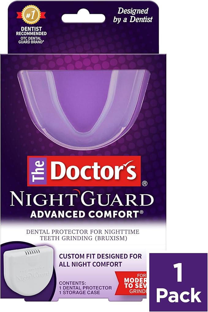 The Doctor’s NightGuard Mouth Guard for Grinding Teeth at Night, Includes Storage Case, Pack of 1