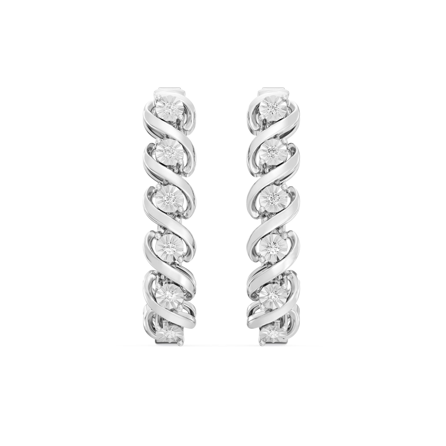 Gilded 1/10 ct. T.W. Lab Diamond (SI1 Clarity, F Color) and Sterling Silver Twist Hinge Hoop Earrings