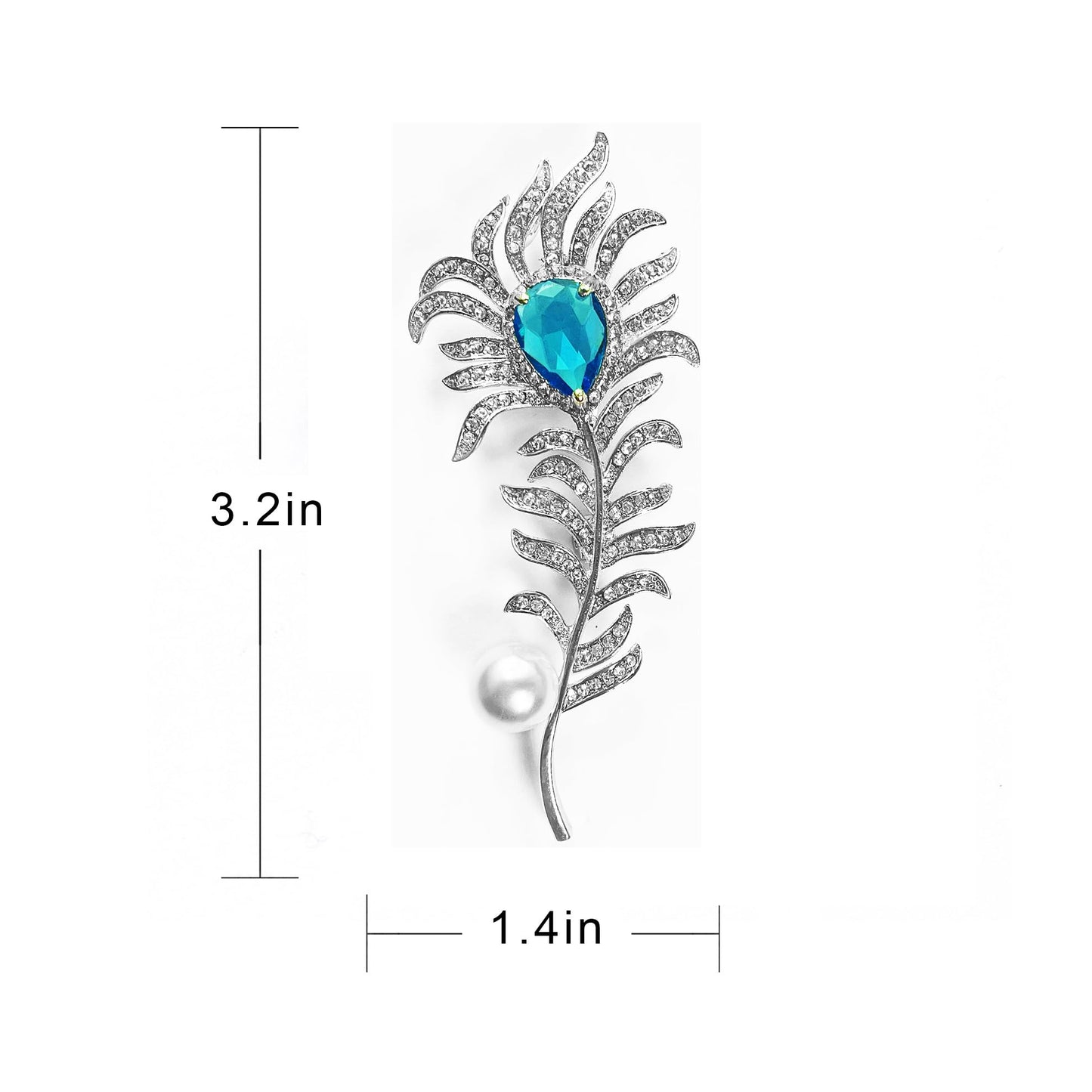 SinglinArt Brooches for Women Rhinestone Blue Crystal Jewelry