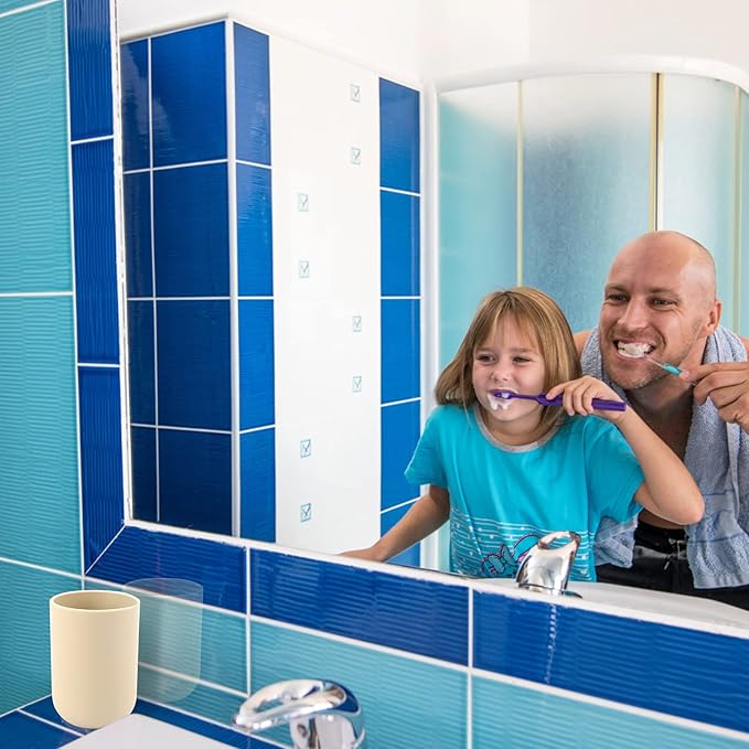 Toothbrush-Holder-Cup,Bathroom-Cup,Tooth-Brushing-Tumbler-Drinking-Teeth-Cup,Toothpaste-Countertop-Organizer,Rinse-Cup,Plastic 350ml (Blue Grey)