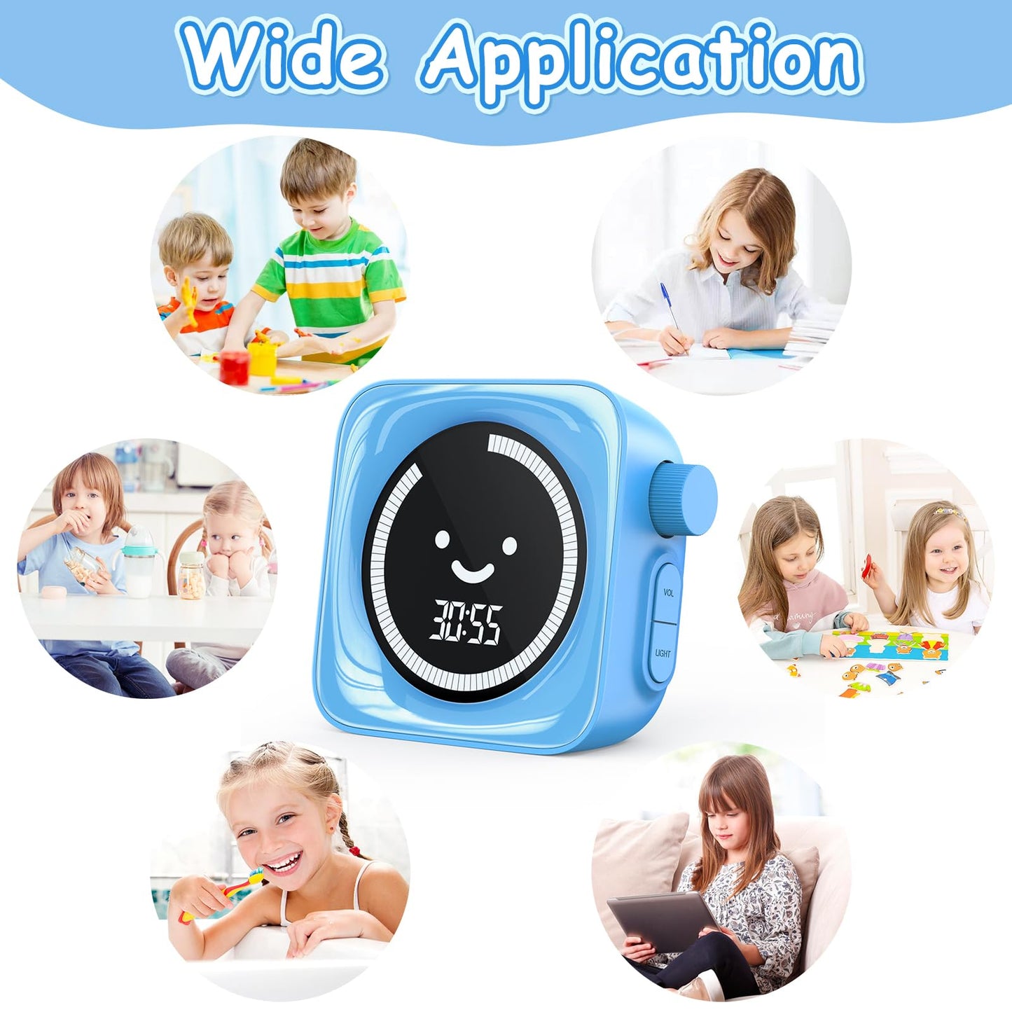 Visual Timer for Kids, 99 Minute Digital Cute Kids Visual Timer Classroom Timer for Homeschool Supplies Study Teaching Time Management Tool Countdown Count Up Timer, Blue 2Pack
