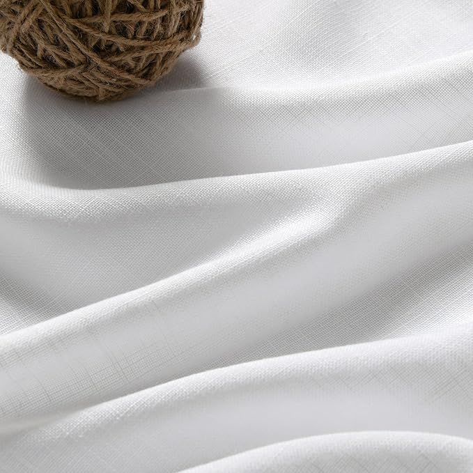 White Semi Sheer Linen Curtains 72 inch Length for Living Room Back Tab Rod Pocket Modern Farmhouse Coastal Decor Off White Cotton Textured Gauze Curtains 72 inches Long for Dining Room Office