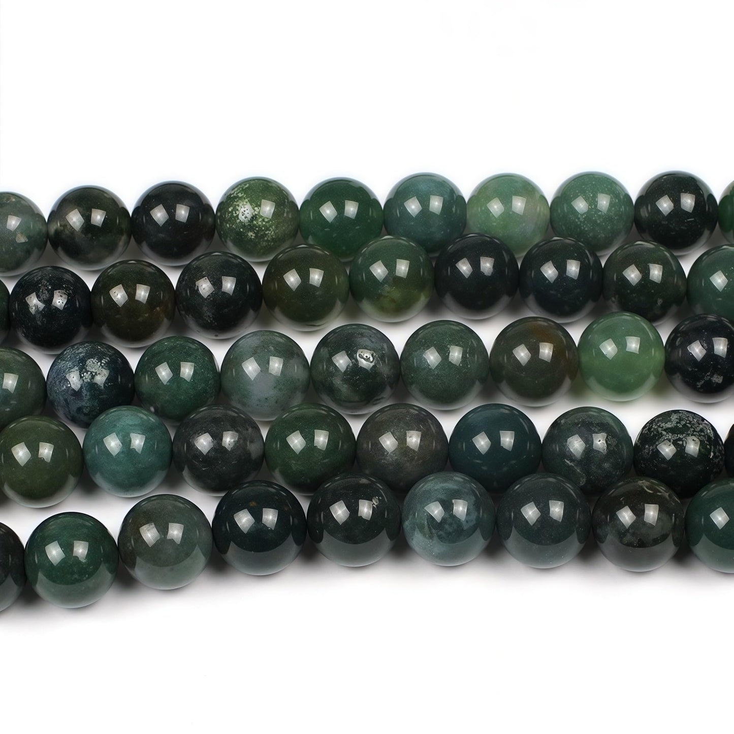 MJDCB Natural Moss Agate Round Crystal Energy Stone Beads Healing Power for Jewelry Making (6mm)
