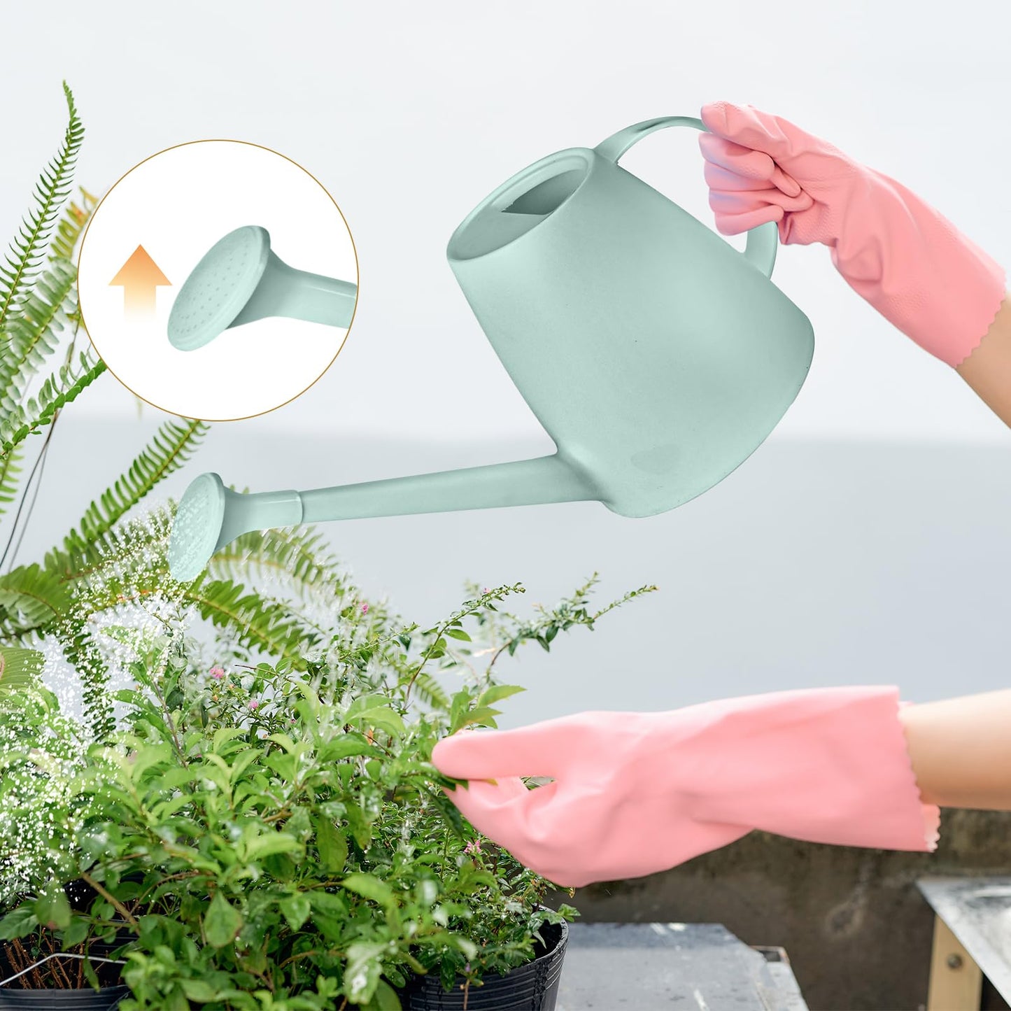UFANME Plastic Watering Can - for Home Plant Garden - 1/2 Gallon - Light Green
