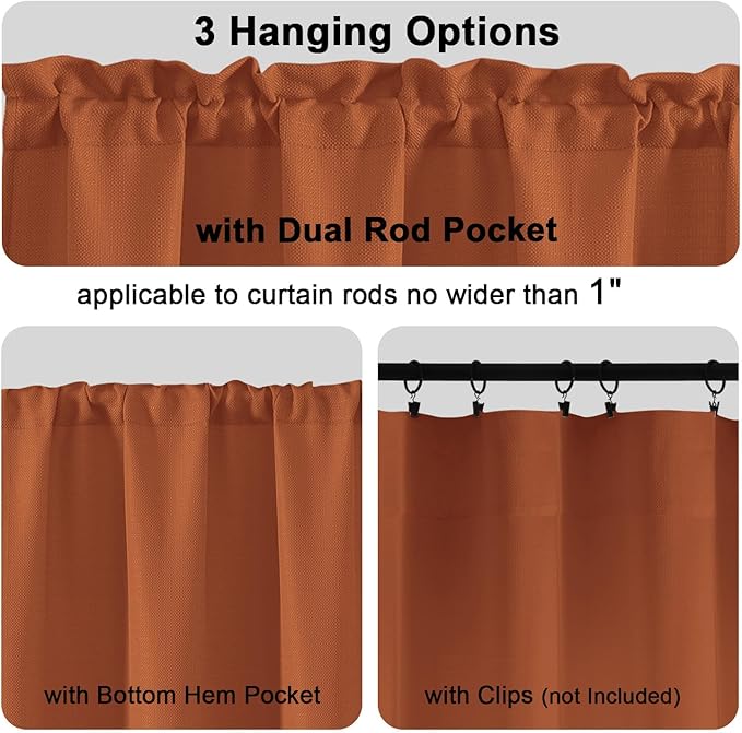 Chyhomenyc Orange Curtains 78 Inch Length 2 Panels Set, Faux Linen Textured Light Filtering Soft Airy Farmhouse Curtain Drapes for Living Room Bedroom, 40Wx78L